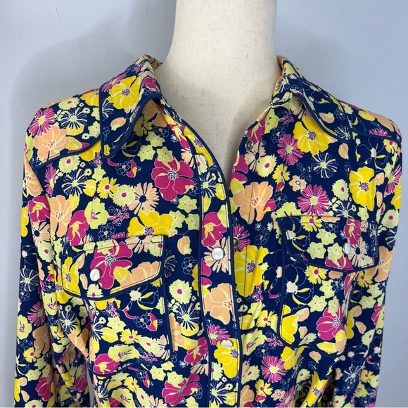 Modcloth NEW Size Large Pearl Snap Boho Western Floral Belted Shirt Dress H12 - Picture 5 of 9